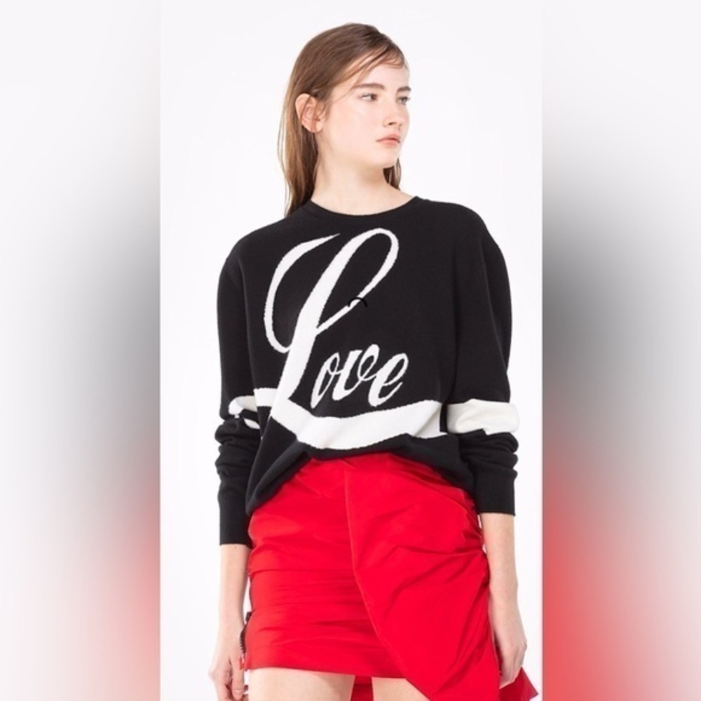 N°21 Intarsia ‘Love’ Sweater - Black/White, Made in Italy